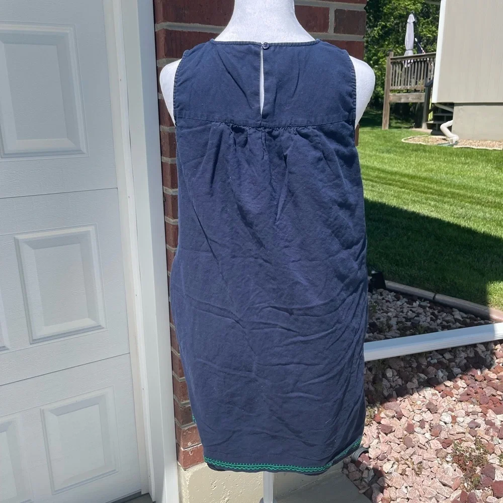 J. Crew Blue and Green Embroidered Linen Blend Sleeveless Sundress, Size Small